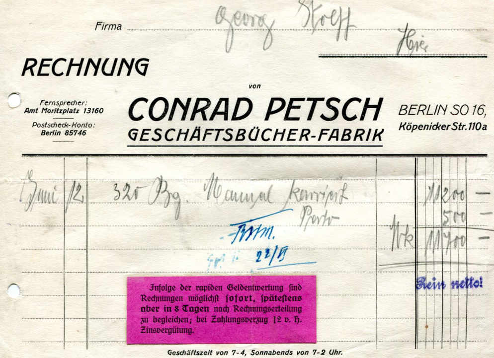 Geschäftsbücher Conrad Petsch