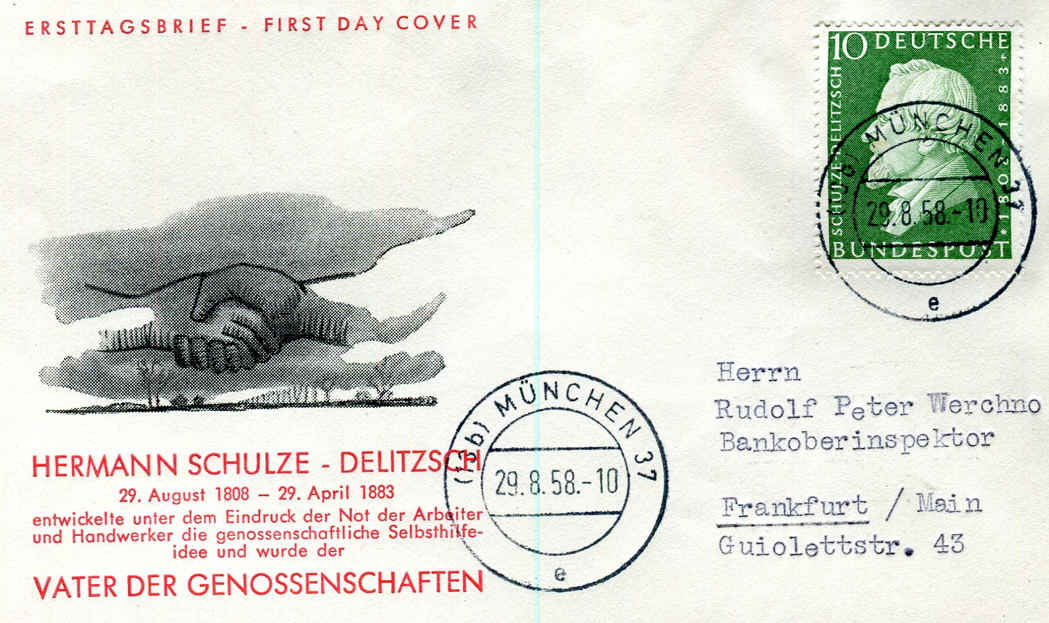 Erstagsbrief 1958 - Westdeutschlad