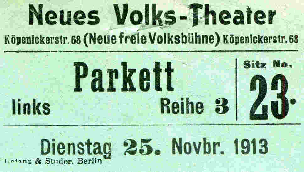Eintrittskarte Volksbuehne 1913