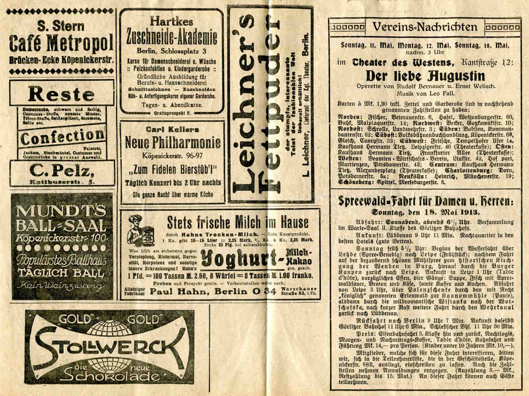 Programm Neues Volks-Theater 1913
