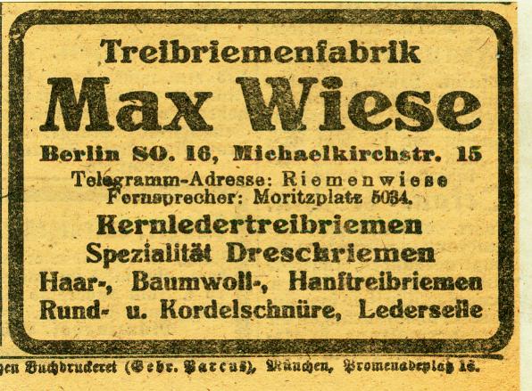 Treibriemenfabrik Max Wiese